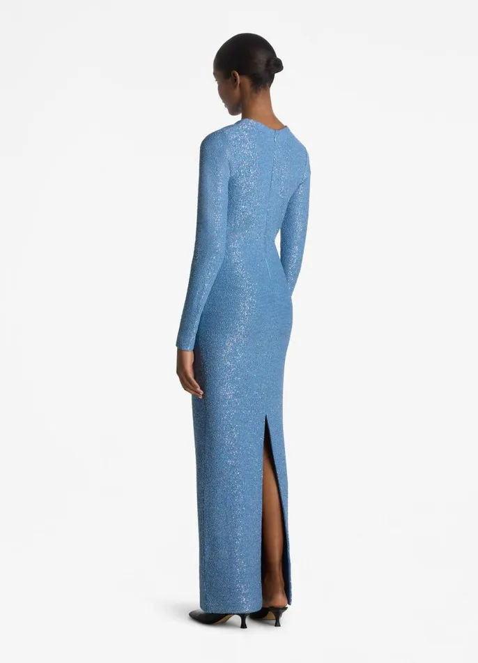 St John Dresses Women Long Sleeve Sequin VNeck Gown Lagunatahoe Multi St John Dresses Women Long Sleeve Sequin VNeck Gown Lagunatahoe Multi