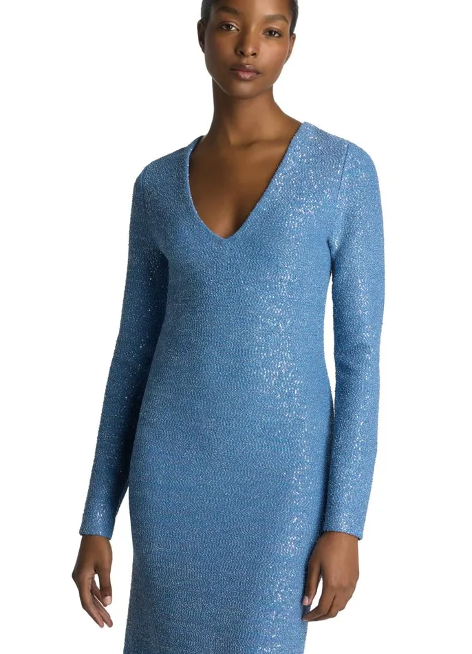 St John Dresses Women Long Sleeve Sequin VNeck Gown Lagunatahoe Multi St John Dresses Women Long Sleeve Sequin VNeck Gown Lagunatahoe Multi