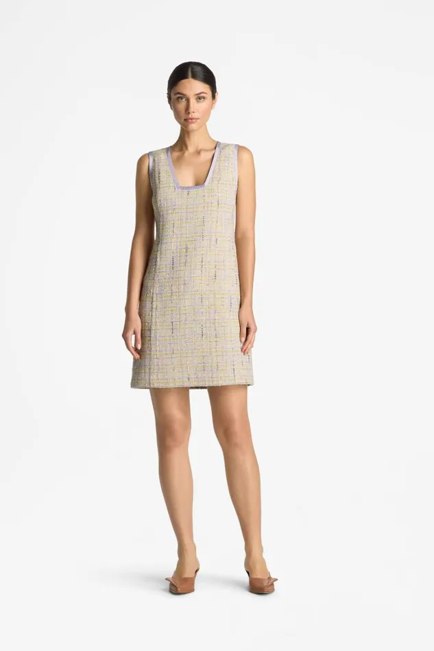 St John Dresses Women Lurex Tweed VNeck Dress Amethystdusty Lavender Multi St John Dresses Women Lurex Tweed VNeck Dress Amethystdusty Lavender Multi