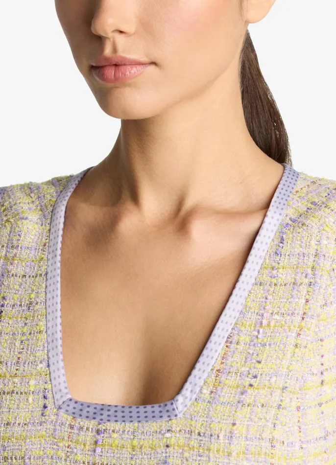 St John Dresses Women Lurex Tweed VNeck Dress Amethystdusty Lavender Multi St John Dresses Women Lurex Tweed VNeck Dress Amethystdusty Lavender Multi