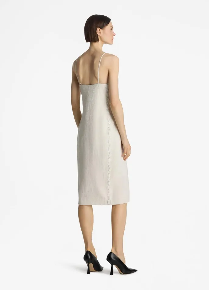 St John Dresses Women Mixed Media Slip Dress Ecru Lurex Multi St John Dresses Women Mixed Media Slip Dress Ecru Lurex Multi