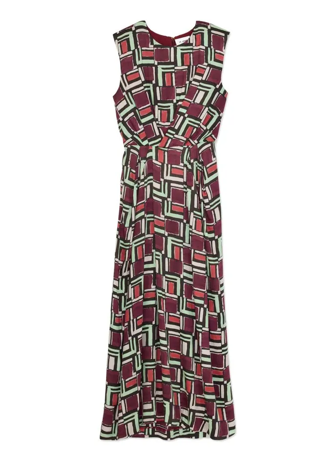 St John Dresses Women Painted Geo Print Dress Dark Claret Multi