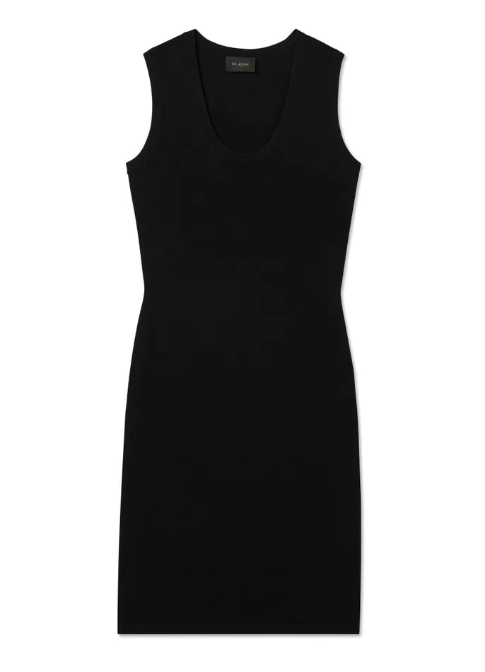 St John Dresses Women Santiago Knit Scoop Neck Dress Black