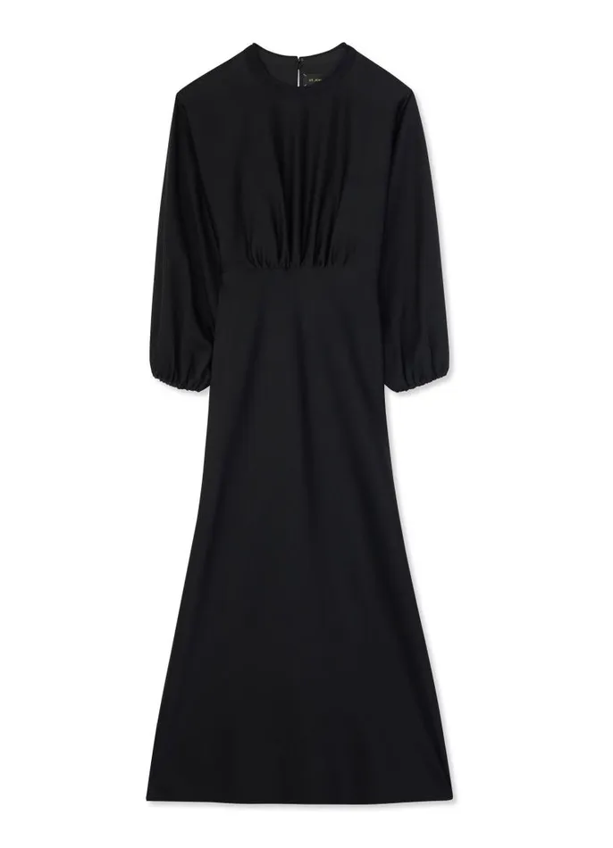 St John Dresses Women Satin Back Crepe Long Sleeve Dress Black