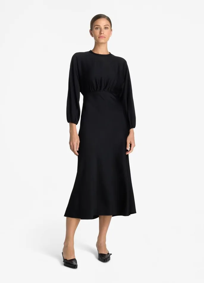 St John Dresses Women Satin Back Crepe Long Sleeve Dress Black St John Dresses Women Satin Back Crepe Long Sleeve Dress Black
