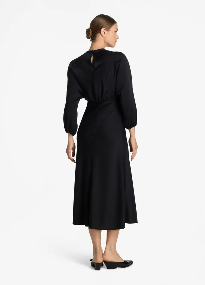 St John Dresses Women Satin Back Crepe Long Sleeve Dress Black St John Dresses Women Satin Back Crepe Long Sleeve Dress Black