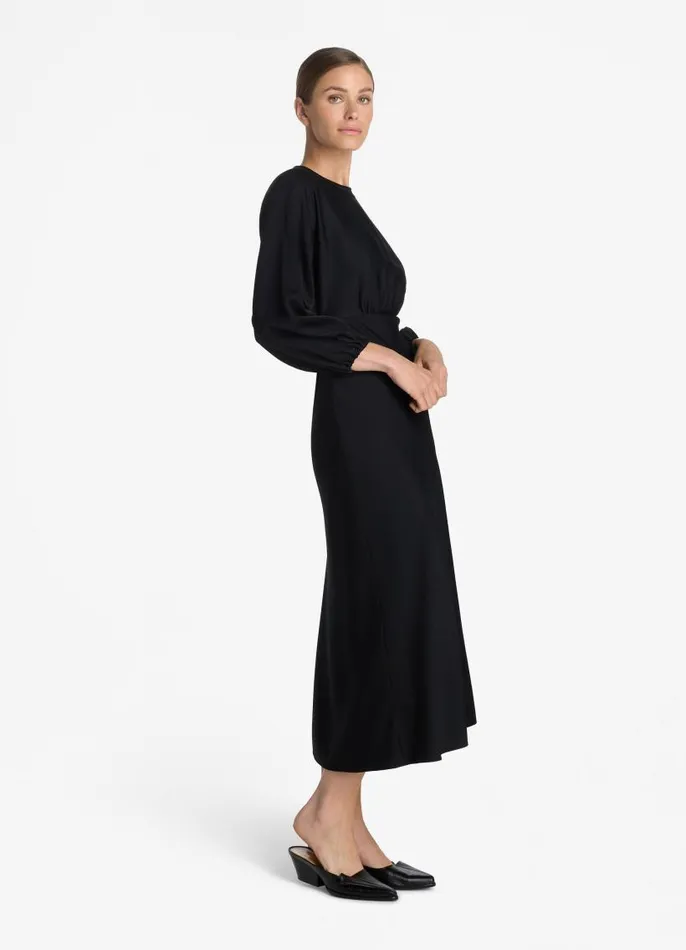 St John Dresses Women Satin Back Crepe Long Sleeve Dress Black St John Dresses Women Satin Back Crepe Long Sleeve Dress Black
