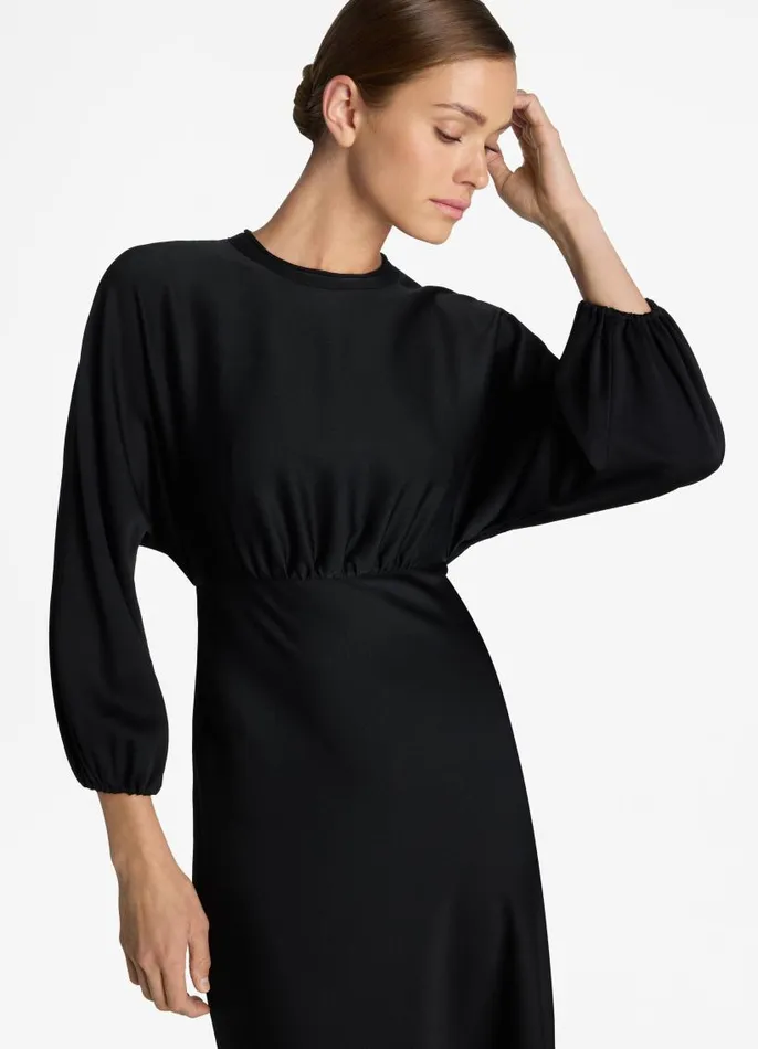 St John Dresses Women Satin Back Crepe Long Sleeve Dress Black St John Dresses Women Satin Back Crepe Long Sleeve Dress Black
