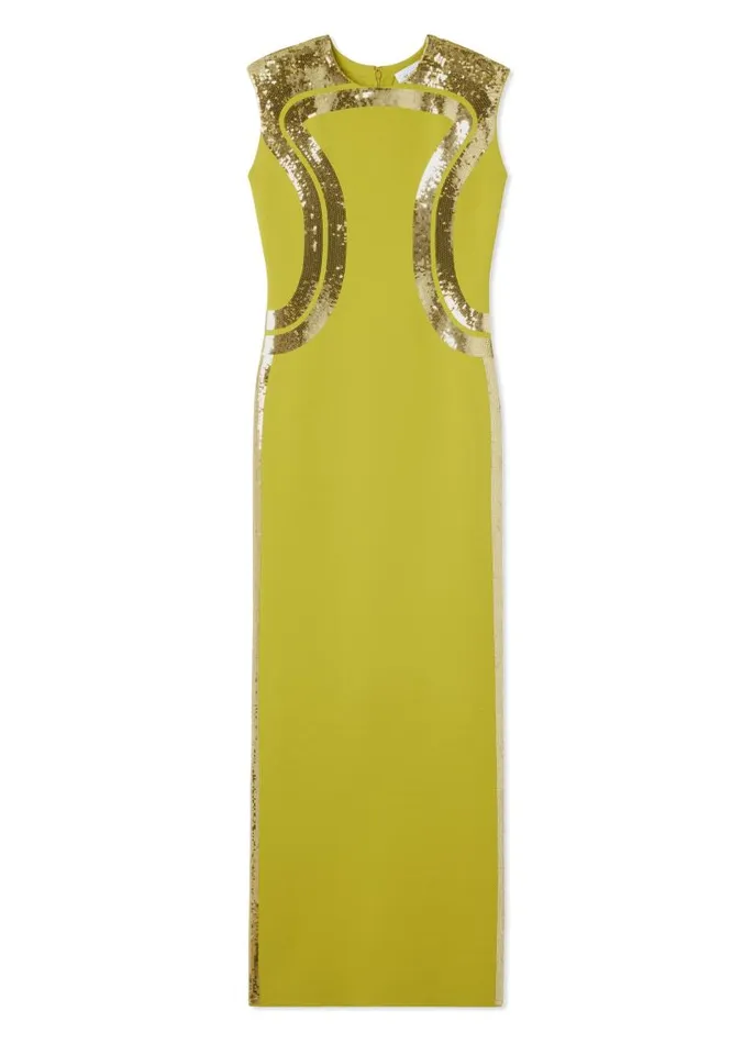 St John Dresses Women Sequin Detail Gown Peridot