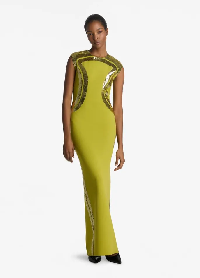 St John Dresses Women Sequin Detail Gown Peridot St John Dresses Women Sequin Detail Gown Peridot