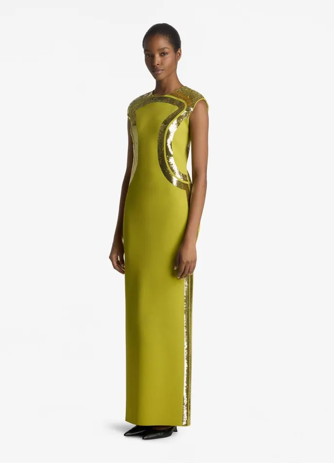 St John Dresses Women Sequin Detail Gown Peridot St John Dresses Women Sequin Detail Gown Peridot