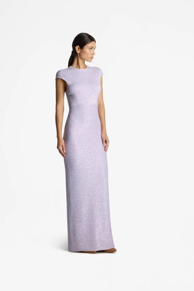 St John Dresses Women Sequin Knit Cap Sleeve Gown Sunflower St John Dresses Women Sequin Knit Cap Sleeve Gown Sunflower