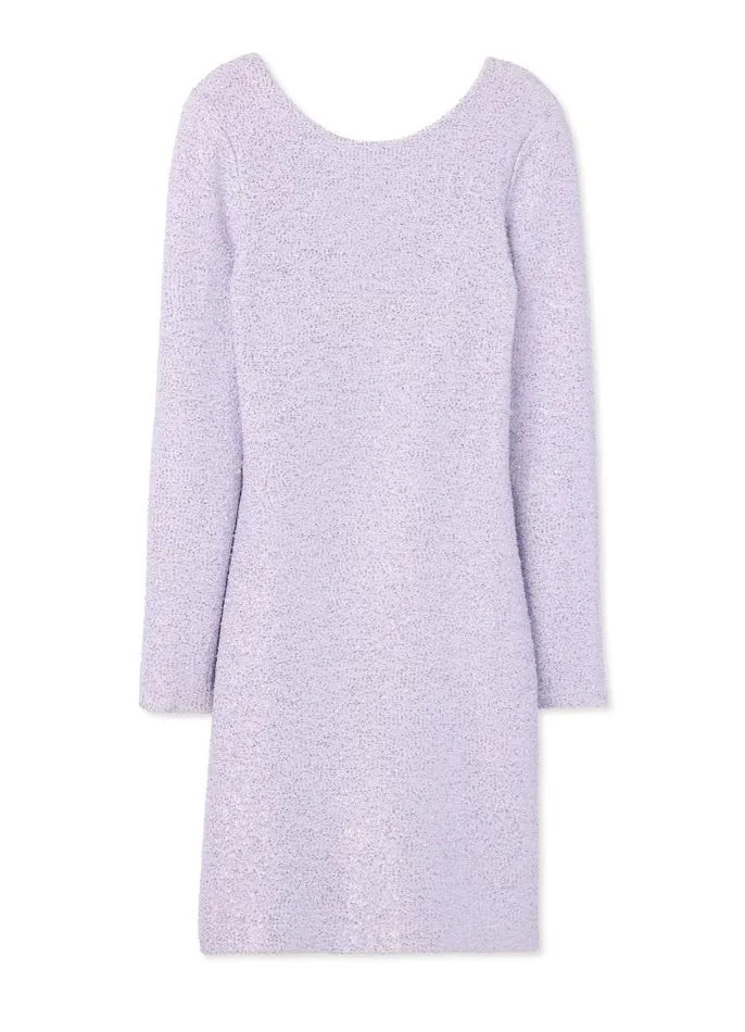 St John Dresses Women Sequin Knit Long Sleeve Dress Dusty Lavender