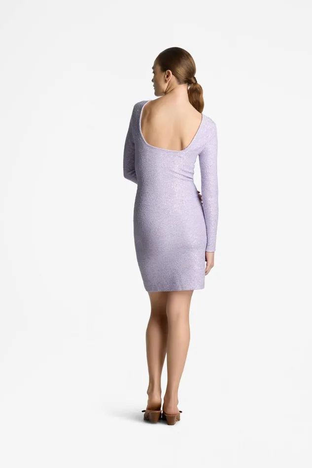 St John Dresses Women Sequin Knit Long Sleeve Dress Dusty Lavender St John Dresses Women Sequin Knit Long Sleeve Dress Dusty Lavender