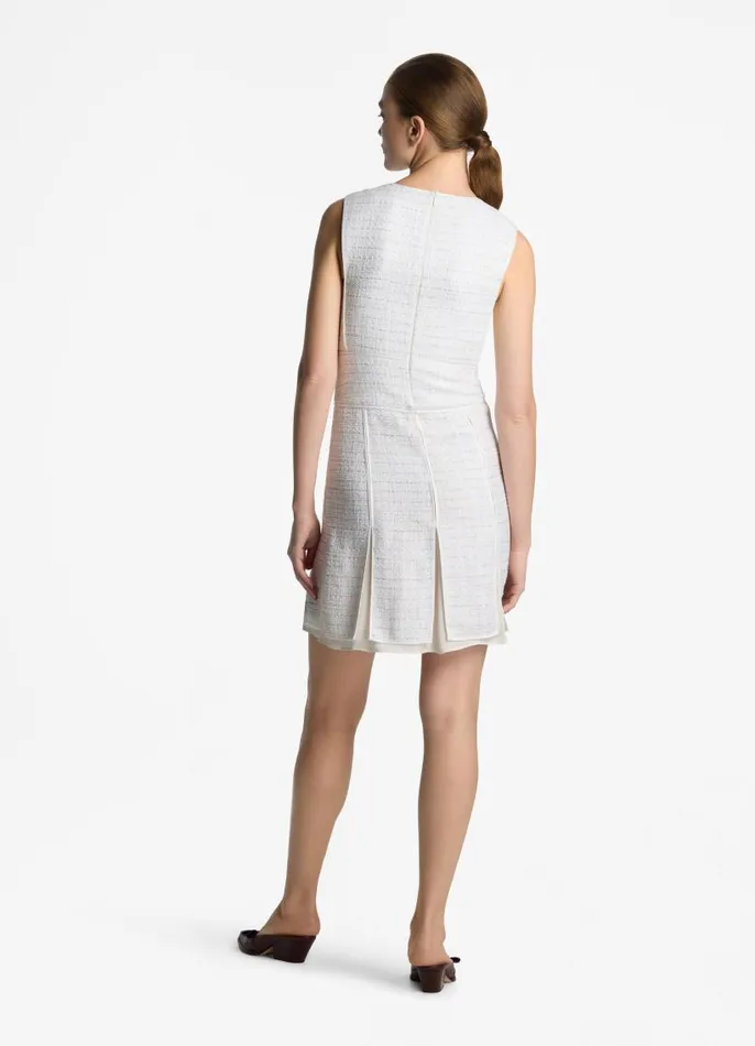St John Dresses Women Sequin Tweed Open Weave Dress Ivory Multi St John Dresses Women Sequin Tweed Open Weave Dress Ivory Multi