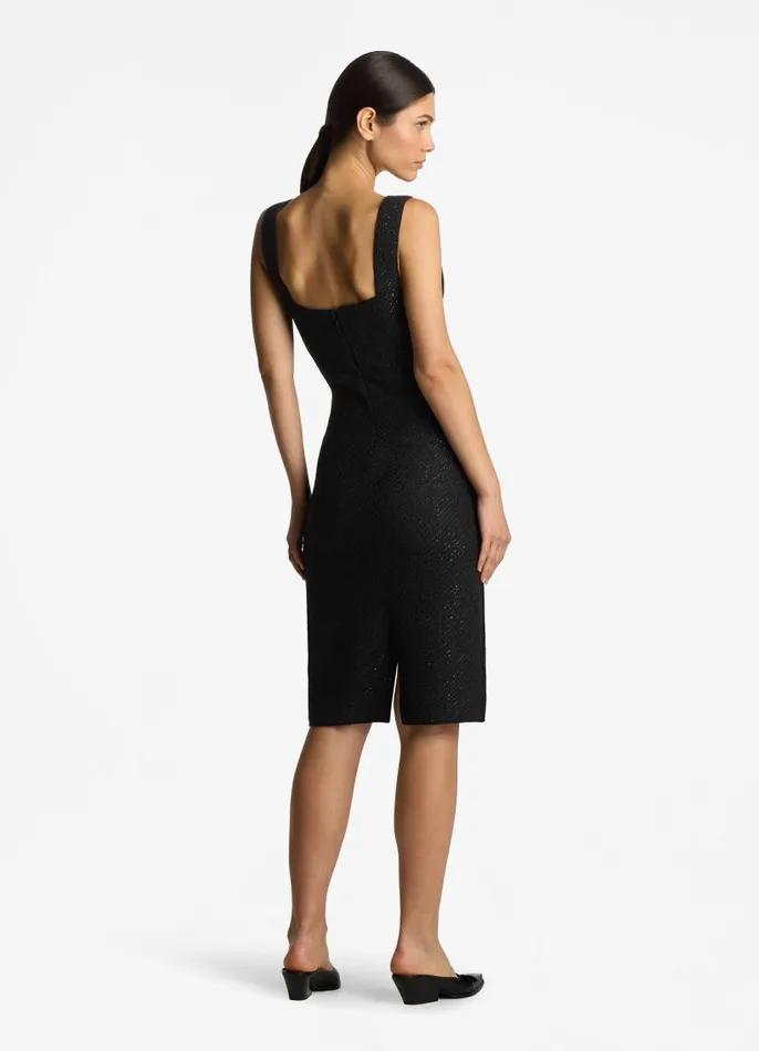 St John Dresses Women Sequin Twill Knit Sleeveless Dress Black St John Dresses Women Sequin Twill Knit Sleeveless Dress Black