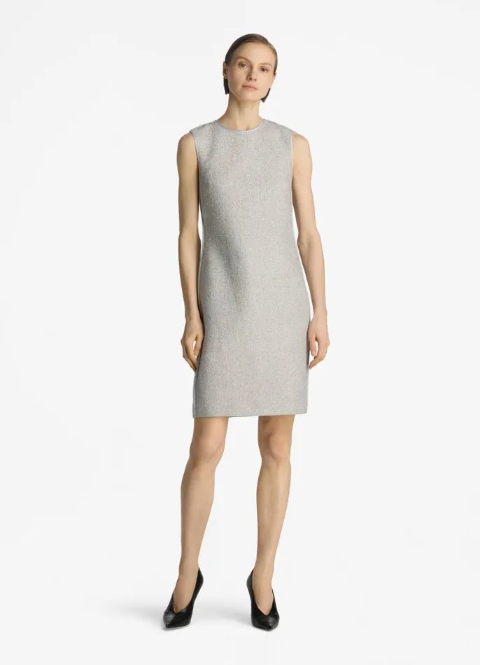 St John Dresses Women Silver Tweed Sleeveless Dress Platinum Multi St John Dresses Women Silver Tweed Sleeveless Dress Platinum Multi