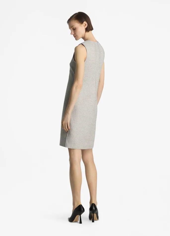 St John Dresses Women Silver Tweed Sleeveless Dress Platinum Multi St John Dresses Women Silver Tweed Sleeveless Dress Platinum Multi