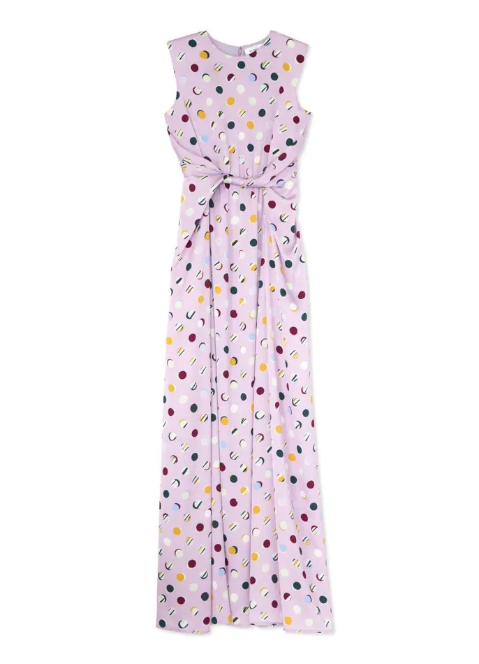 St John Dresses Women Small Collage Dot Maxi Dress Amethyst Multi