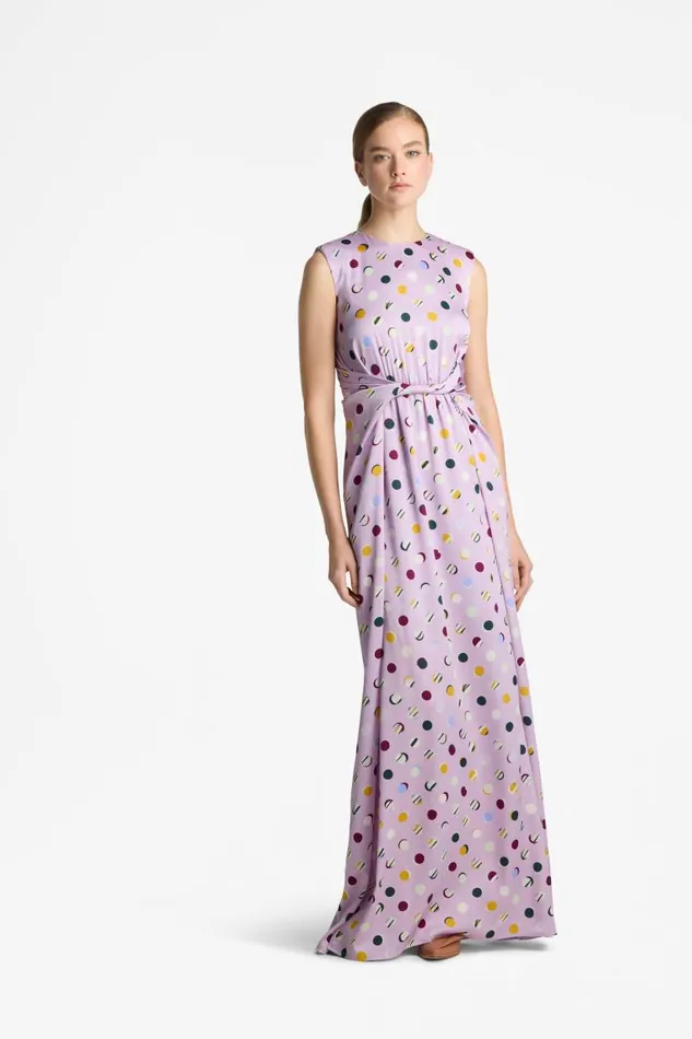 St John Dresses Women Small Collage Dot Maxi Dress Amethyst Multi St John Dresses Women Small Collage Dot Maxi Dress Amethyst Multi
