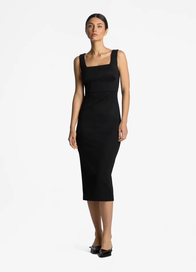 St John Dresses Women Stretch Square Neck Dress Black St John Dresses Women Stretch Square Neck Dress Black