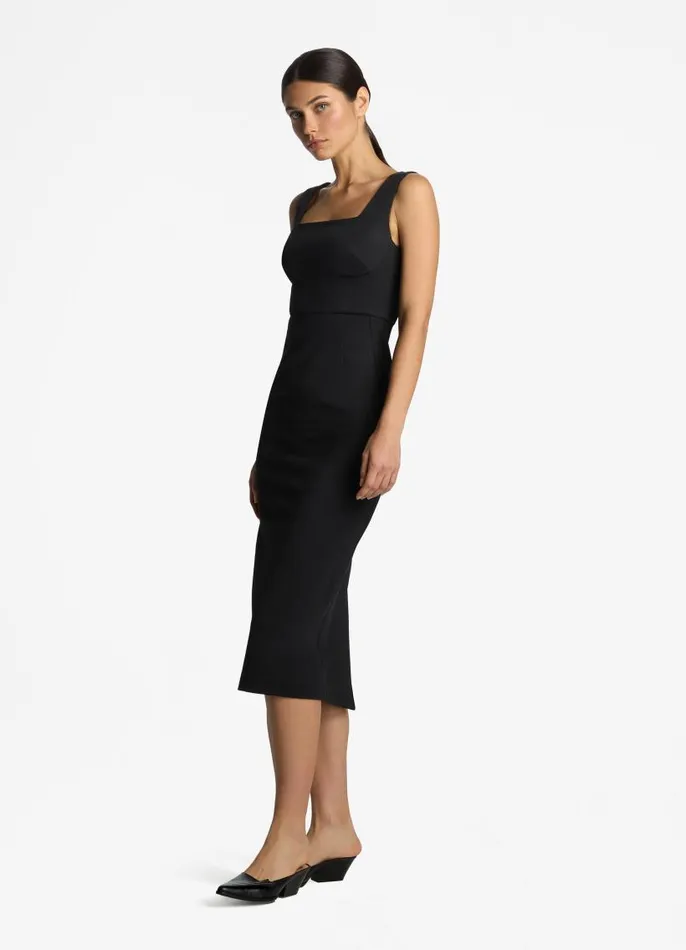 St John Dresses Women Stretch Square Neck Dress Black St John Dresses Women Stretch Square Neck Dress Black