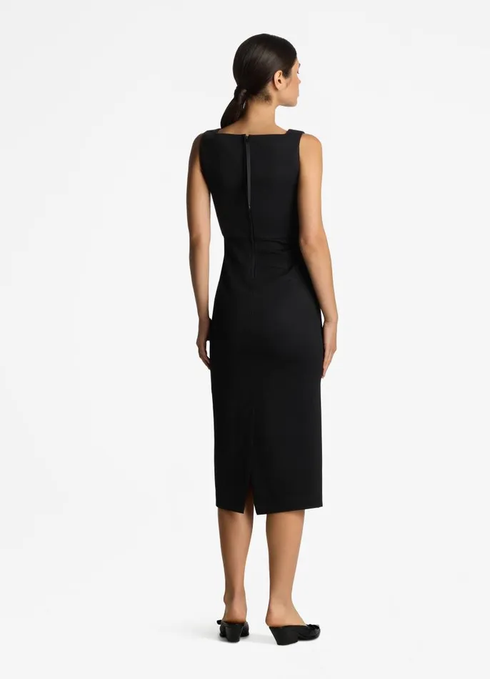 St John Dresses Women Stretch Square Neck Dress Black St John Dresses Women Stretch Square Neck Dress Black
