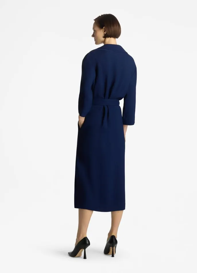 St John Dresses Women Textured Crepe Wrap Dress Royal Blue St John Dresses Women Textured Crepe Wrap Dress Royal Blue