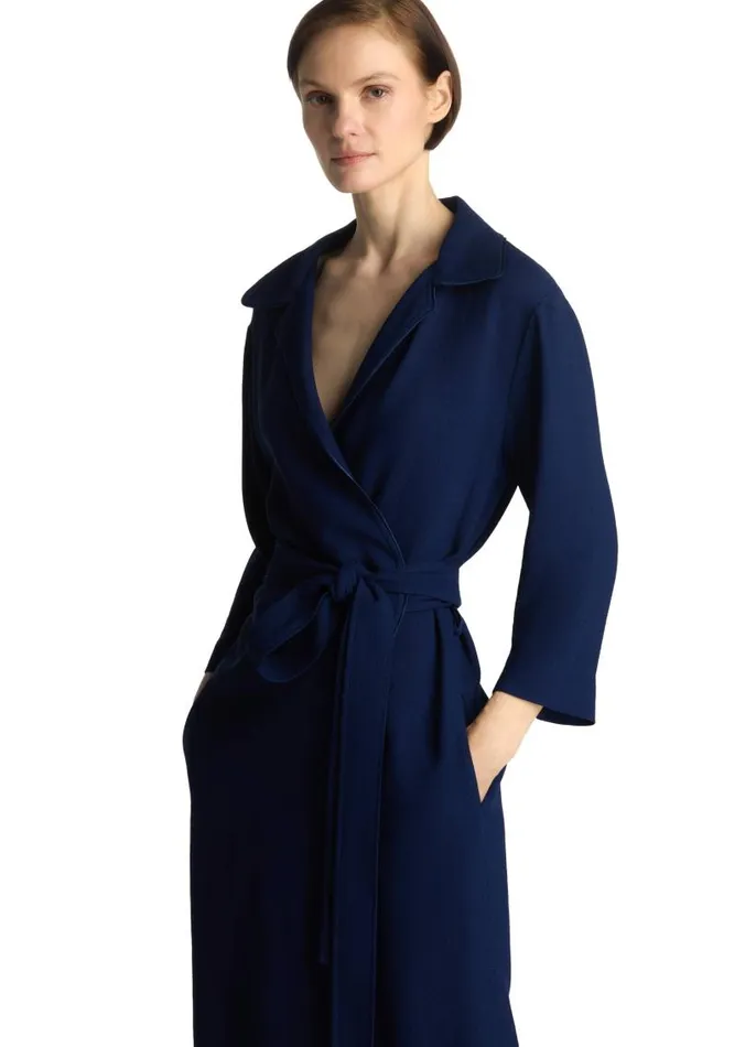 St John Dresses Women Textured Crepe Wrap Dress Royal Blue St John Dresses Women Textured Crepe Wrap Dress Royal Blue