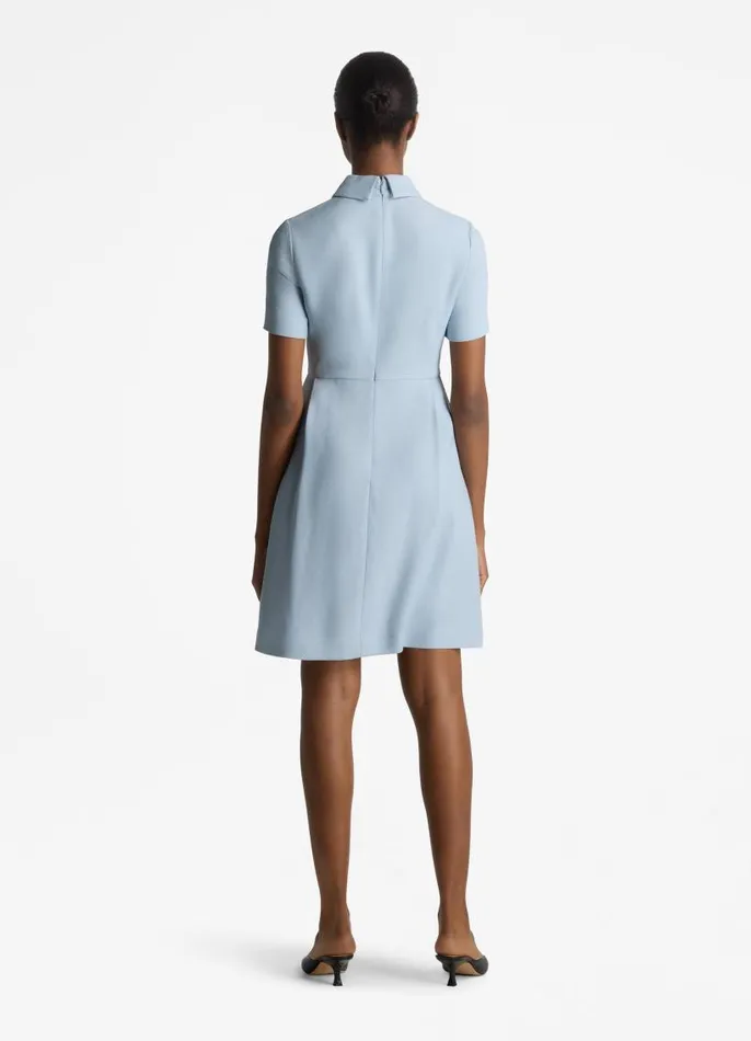 St John Dresses Women Textured Knit Collared Dress Powder Blue St John Dresses Women Textured Knit Collared Dress Powder Blue