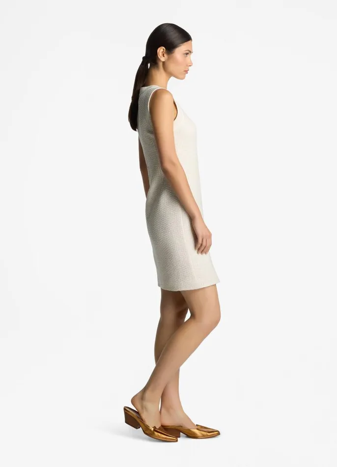 St John Dresses Women Textured Open Weave Dress Ivory Multi St John Dresses Women Textured Open Weave Dress Ivory Multi