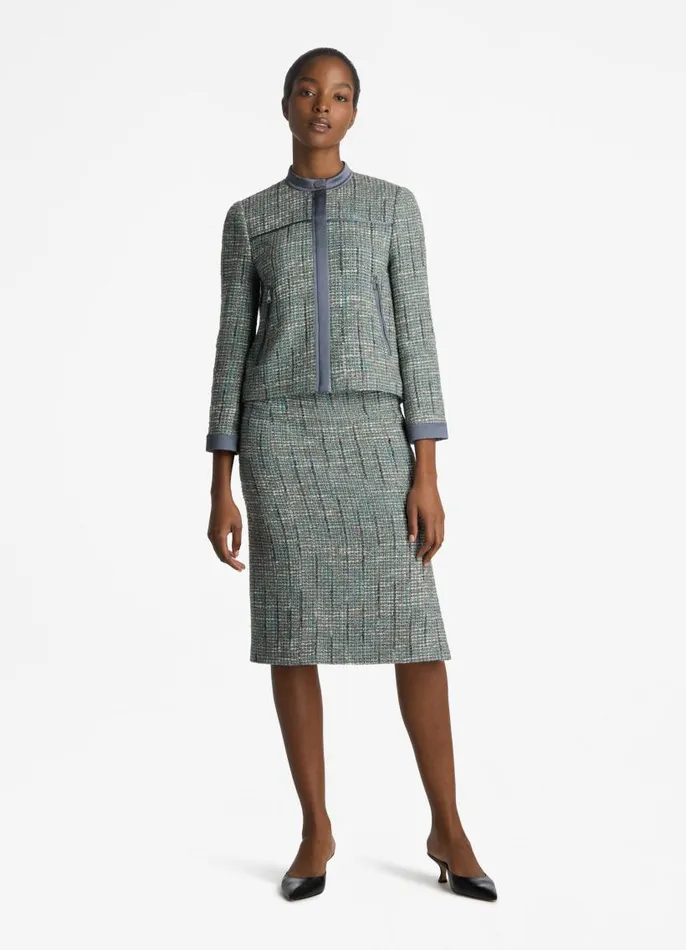 St John Elevated Essentials Women Lurex Tweed Jacket Slate Multi St John Elevated Essentials Women Lurex Tweed Jacket Slate Multi