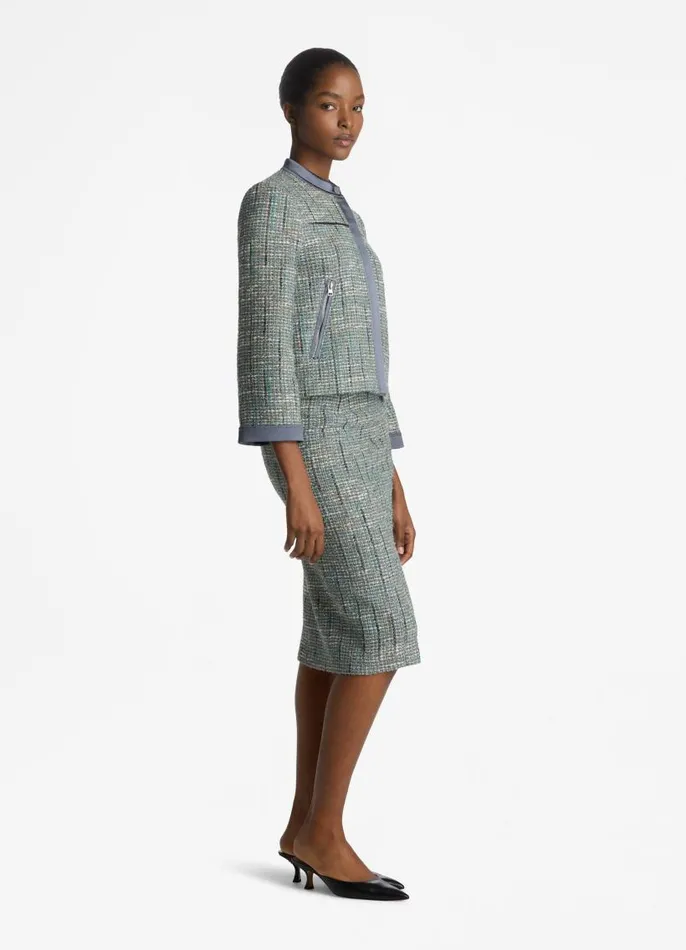 St John Elevated Essentials Women Lurex Tweed Jacket Slate Multi St John Elevated Essentials Women Lurex Tweed Jacket Slate Multi