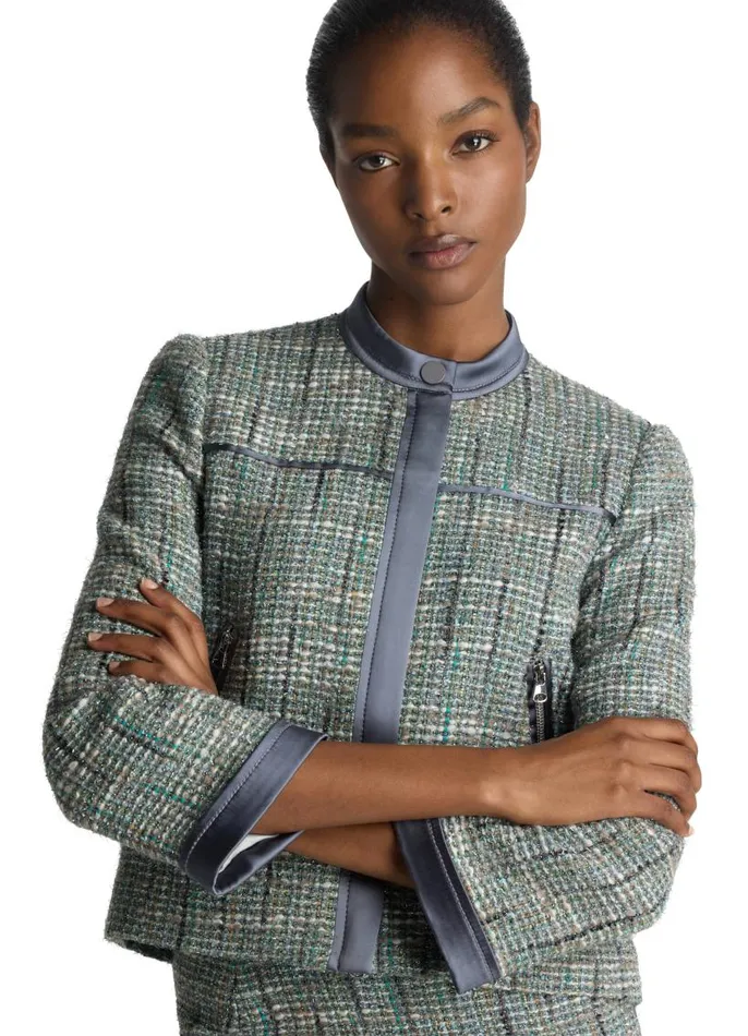 St John Elevated Essentials Women Lurex Tweed Jacket Slate Multi St John Elevated Essentials Women Lurex Tweed Jacket Slate Multi