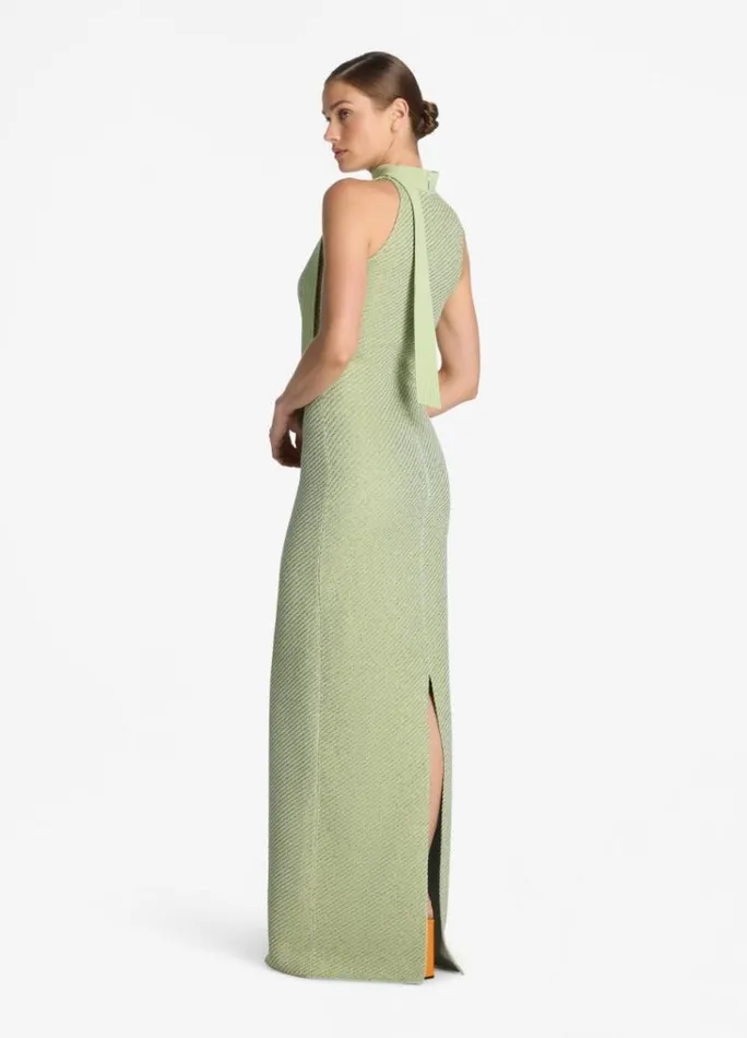 St John Evening Gowns Women Halter Stretch Sequin Twill Knit Gown Chartreusemint Multi St John Evening Gowns Women Halter Stretch Sequin Twill Knit Gown Chartreusemint Multi