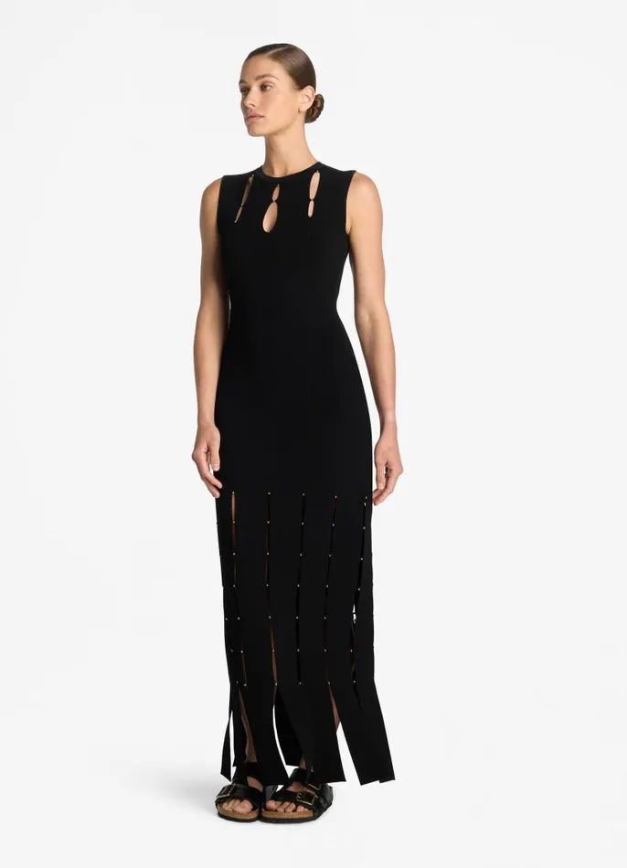 St John Evening Gowns Women Stretch Knit Slit Gown Black St John Evening Gowns Women Stretch Knit Slit Gown Black