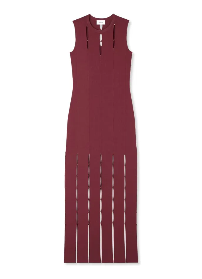St John Evening Gowns Women Stretch Knit Slit Gown Persimmon