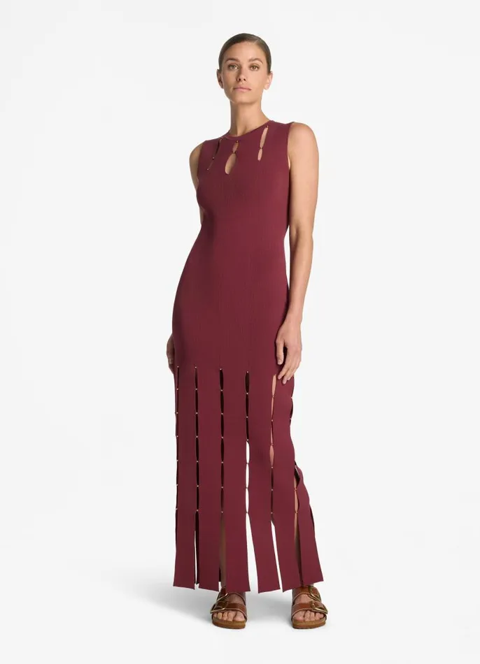 St John Evening Gowns Women Stretch Knit Slit Gown Persimmon St John Evening Gowns Women Stretch Knit Slit Gown Persimmon