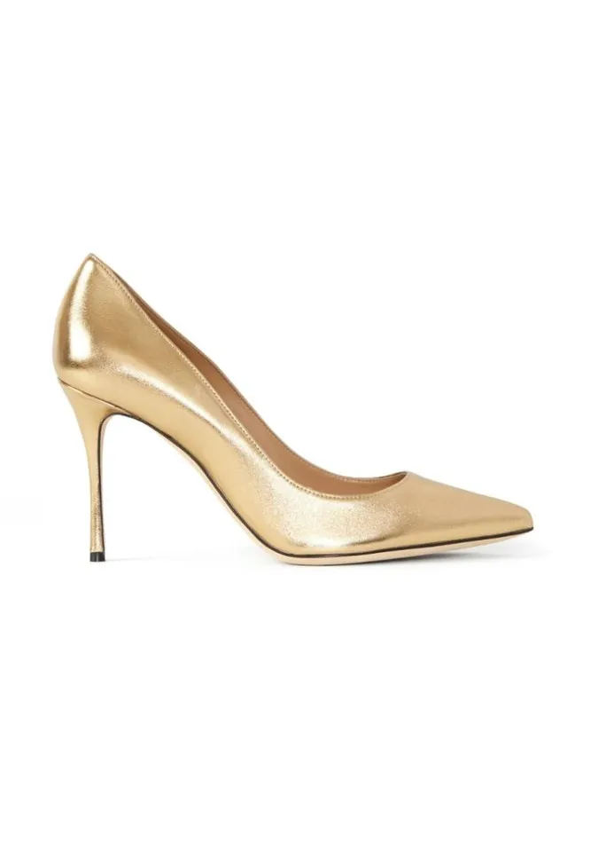St John Handbags and Shoes Women Laminated Leather Pump Gold