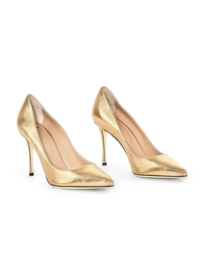 St John Handbags and Shoes Women Laminated Leather Pump Gold St John Handbags and Shoes Women Laminated Leather Pump Gold