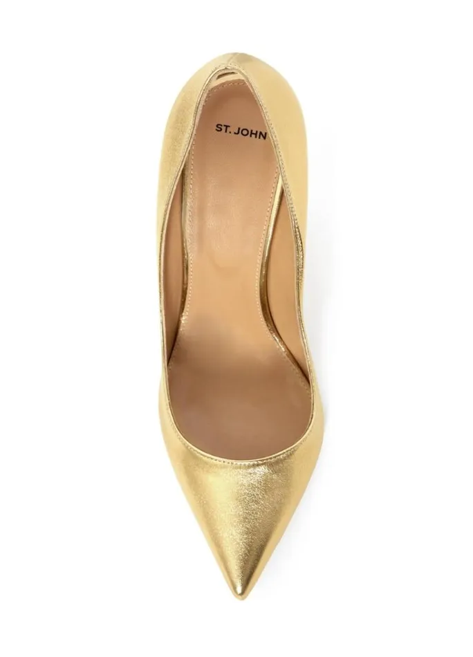 St John Handbags and Shoes Women Laminated Leather Pump Gold St John Handbags and Shoes Women Laminated Leather Pump Gold