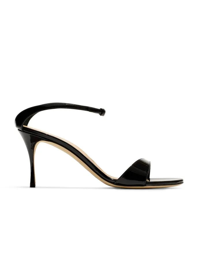 St John Handbags and Shoes Women Laminated Leather Sandal Black