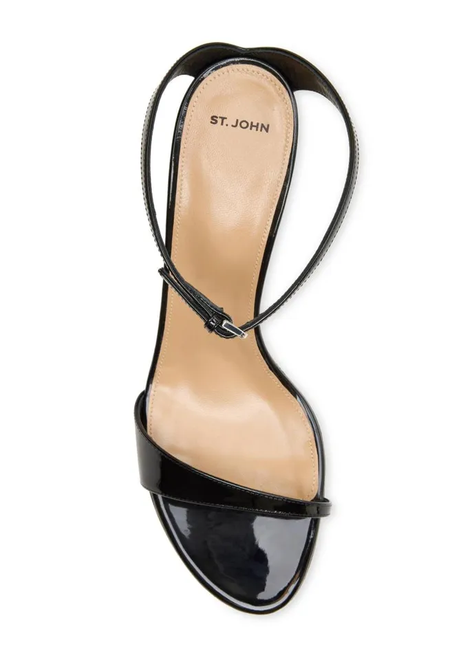 St John Handbags and Shoes Women Laminated Leather Sandal Black St John Handbags and Shoes Women Laminated Leather Sandal Black