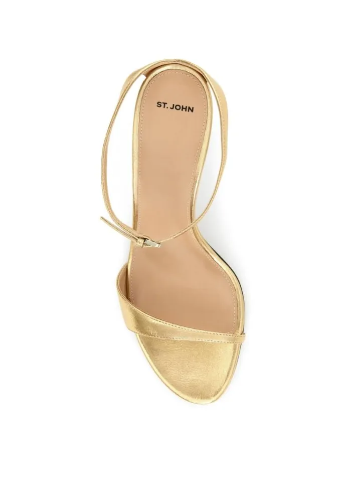 St John Handbags and Shoes Women Laminated Leather Sandal Gold St John Handbags and Shoes Women Laminated Leather Sandal Gold