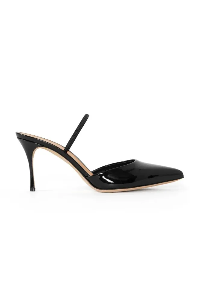 St John Handbags and Shoes Women Patent Slide Heel Black