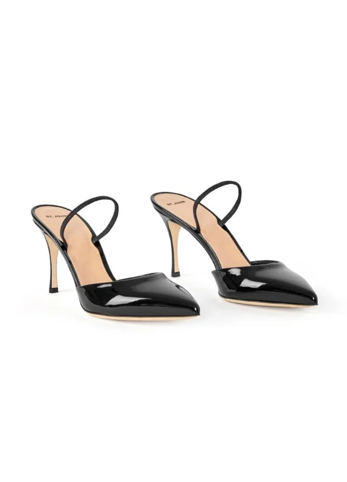 St John Handbags and Shoes Women Patent Slide Heel Black St John Handbags and Shoes Women Patent Slide Heel Black
