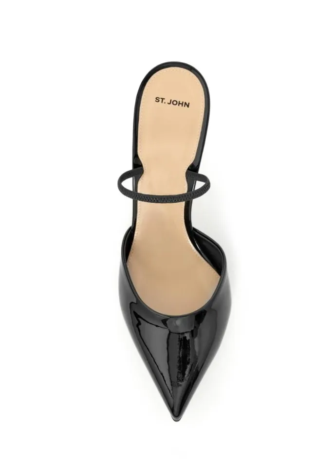 St John Handbags and Shoes Women Patent Slide Heel Black St John Handbags and Shoes Women Patent Slide Heel Black