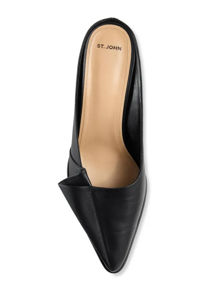 St John Handbags and Shoes Women Pleated Leather Mule Black St John Handbags and Shoes Women Pleated Leather Mule Black