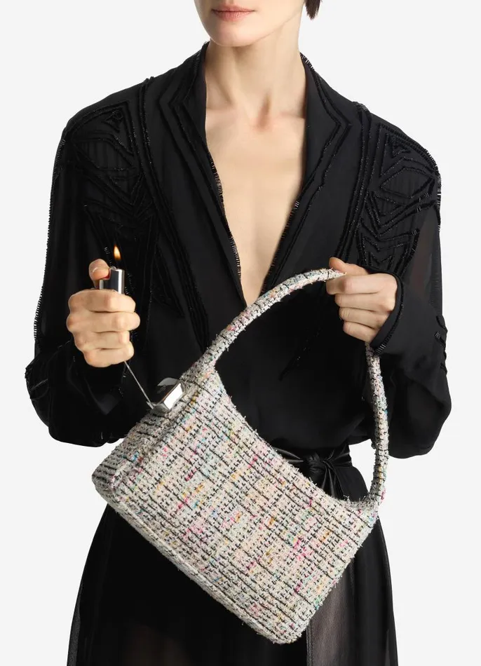 St John Handbags and Shoes Women Rainbow Tweed Burn Shoulder Bag Black Multi St John Handbags and Shoes Women Rainbow Tweed Burn Shoulder Bag Black Multi