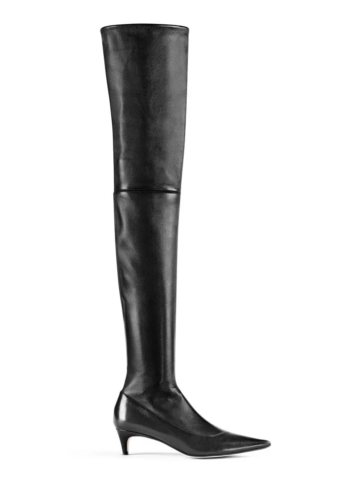 St John Handbags and Shoes Women Stretch Leather OvertheKnee Boot Black